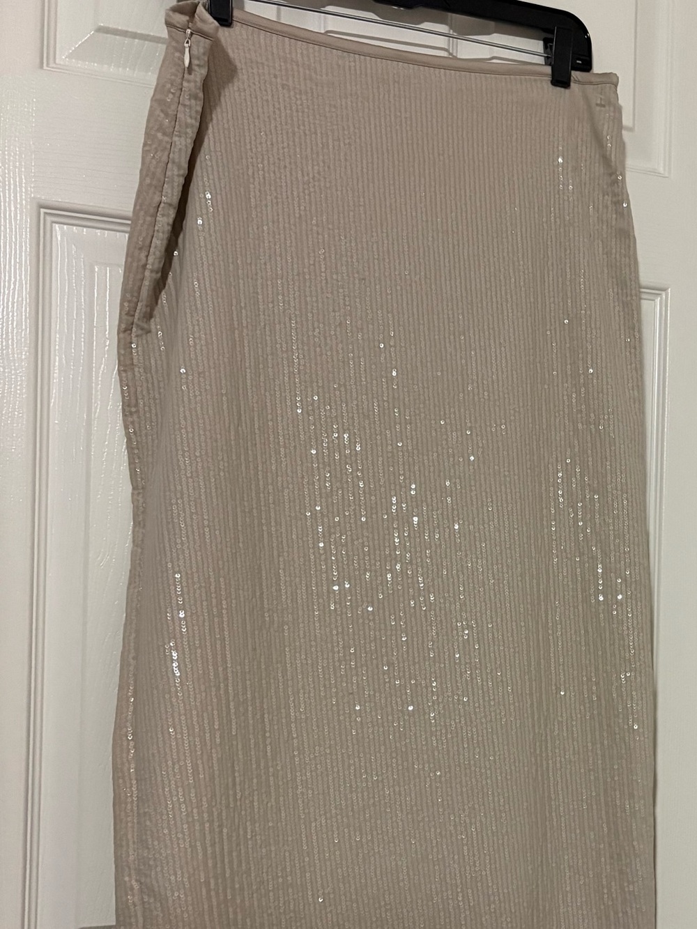 Zara cream sequin midi skirt